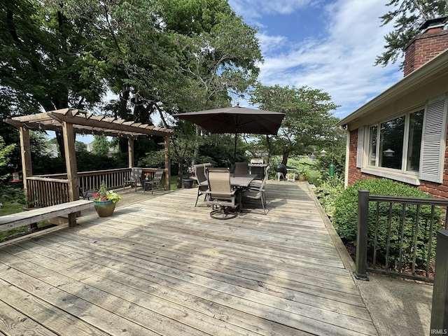 1896 N Michael Dr, Marion, IN 46952 - wooden deck with outdoor dining space and a pergola