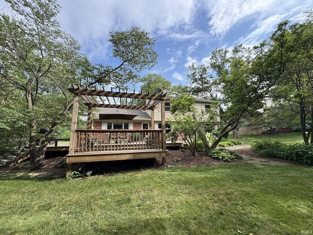 1896 N Michael Dr, Marion, IN 46952 - view of grassy yard featuring a pergola and a deck