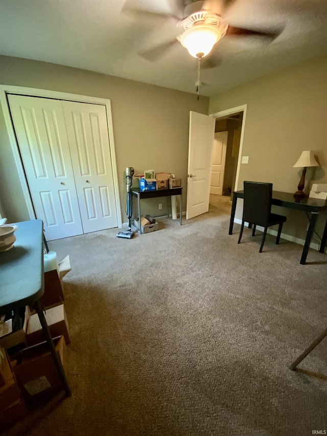 6243 S 700 W, West Point, IN 47992 - home office with a ceiling fan and carpet floors
