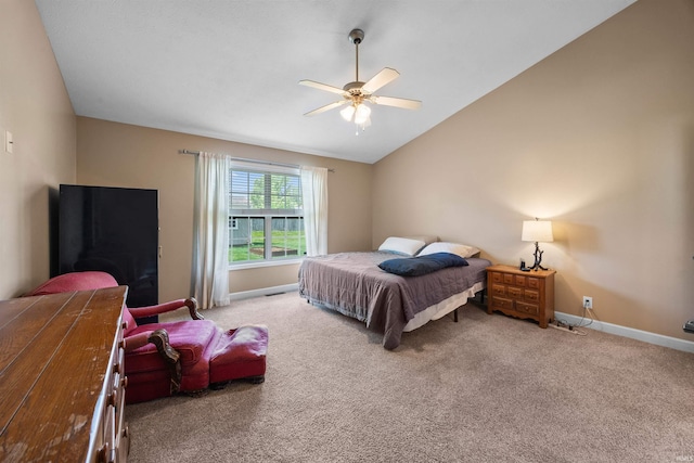378 Buchanan St, West Lafayette, IN 47906 - bedroom featuring carpet flooring, vaulted ceiling, and ceiling fan