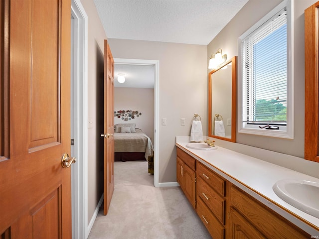 1031 Skyline Pass, Fort Wayne, IN 46825 - full bath with double vanity, connected bathroom, and a textured ceiling