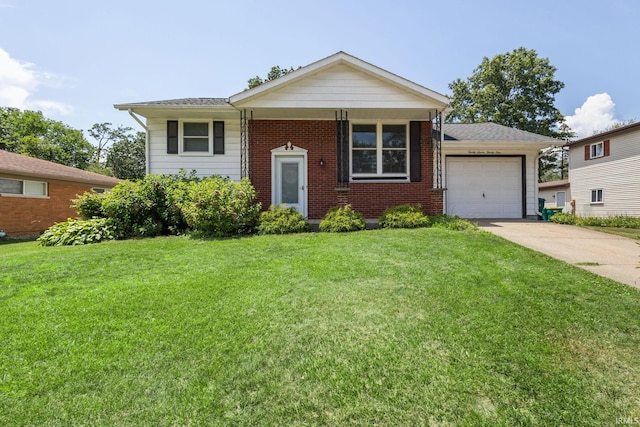 2721 Schumacher Dr, Mishawaka, IN 46545 - view of front of property with a garage, driveway, a front yard, and brick siding
