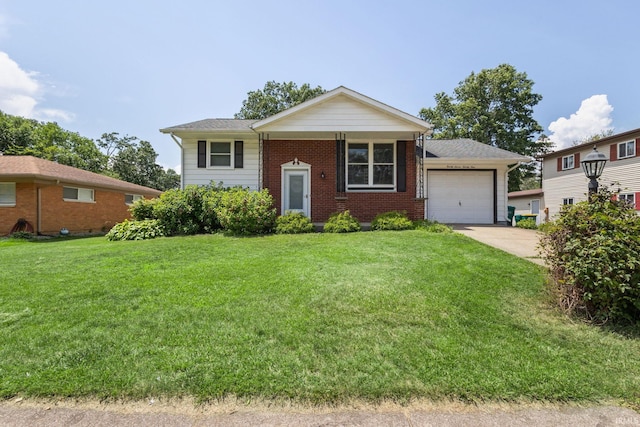 2721 Schumacher Dr, Mishawaka, IN 46545 - view of front of property with a garage, a front lawn, driveway, and brick siding
