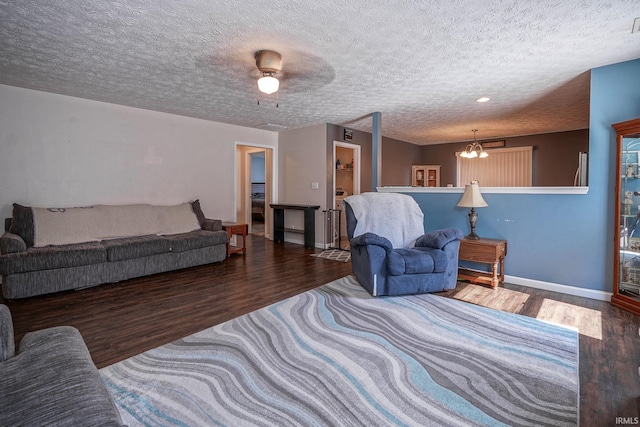 274 Chapelhill Dr, Lafayette, IN 47905 - living area featuring wood finished floors, a chandelier, a textured ceiling, and recessed lighting