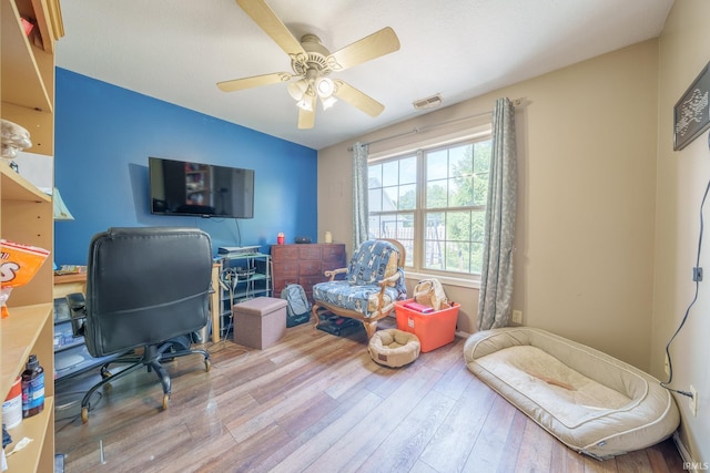1510 W Crane Pond Dr, Marion, IN 46952 - office area featuring wood finished floors and ceiling fan