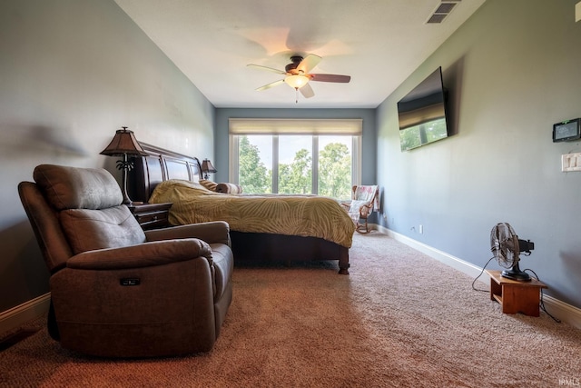 2220 Meadowbrook Dr, Marion, IN 46952 - carpeted bedroom with baseboards and ceiling fan