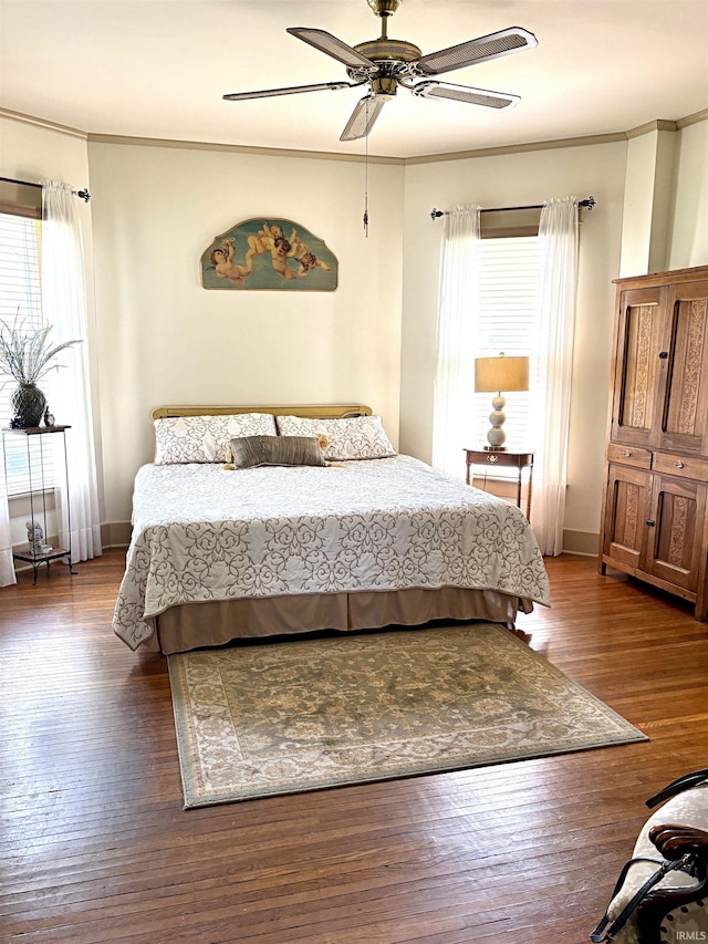 960 A St NE, Linton, IN 47441 - bedroom featuring ornamental molding, wood finished floors, and ceiling fan