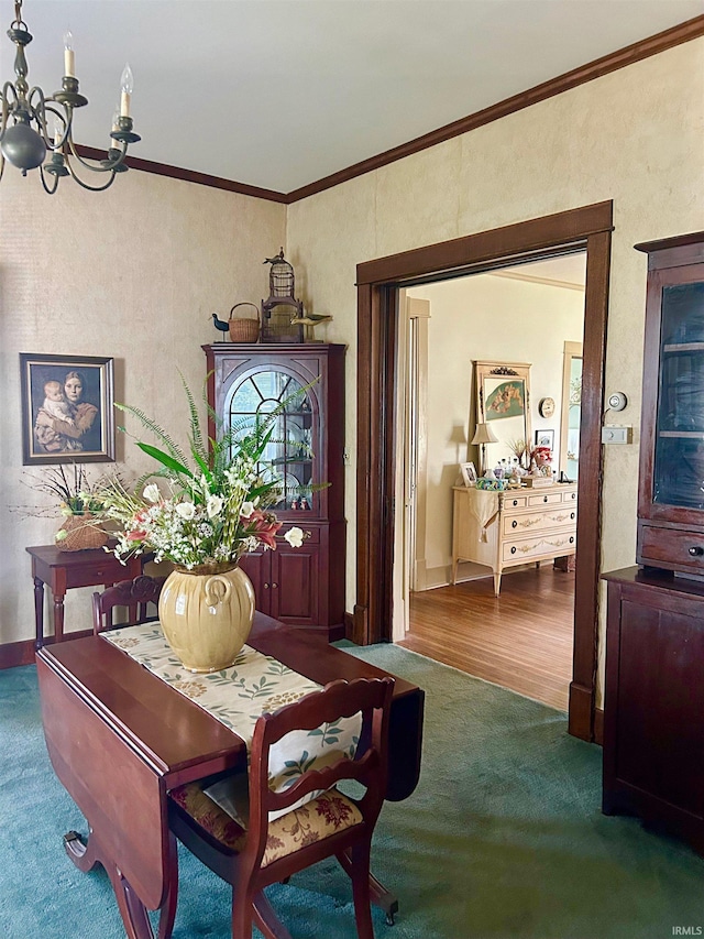 960 A St NE, Linton, IN 47441 - carpeted entrance foyer featuring a chandelier and ornamental molding