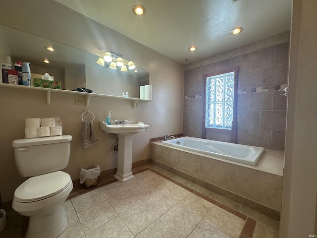 448 N 7th St, Mitchell, IN 47446 - full bath featuring a bath, tile patterned flooring, and recessed lighting