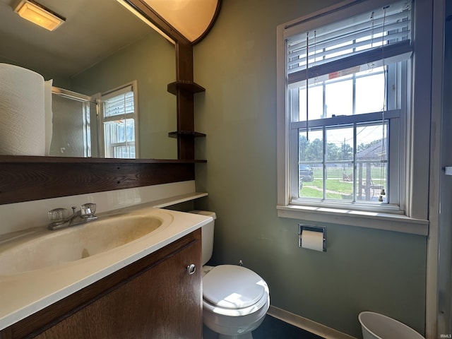 448 N 7th St, Mitchell, IN 47446 - full bathroom featuring vanity and a shower with door