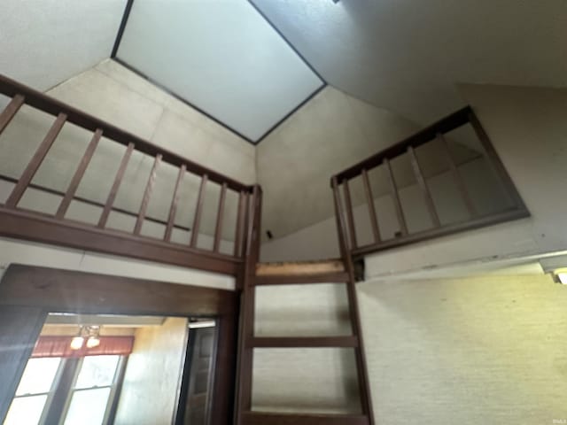 448 N 7th St, Mitchell, IN 47446 - stairway featuring vaulted ceiling