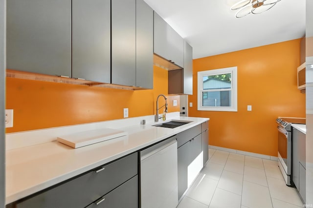 1914 Emerson Ave, Fort Wayne, IN 46808 - kitchen with white appliances, gray cabinets, and light countertops