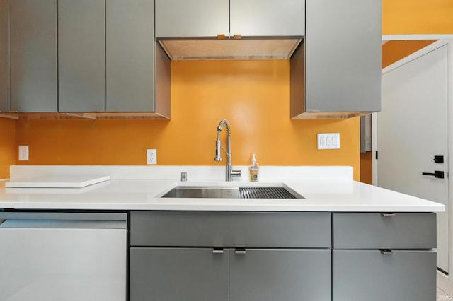 1914 Emerson Ave, Fort Wayne, IN 46808 - kitchen featuring dishwashing machine, gray cabinets, and light countertops