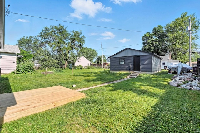 1914 Emerson Ave, Fort Wayne, IN 46808 - view of green lawn with a wooden deck and entry steps