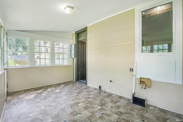 1331 Summit St, New Haven, IN 46774 - unfurnished sunroom with vaulted ceiling and healthy amount of natural light