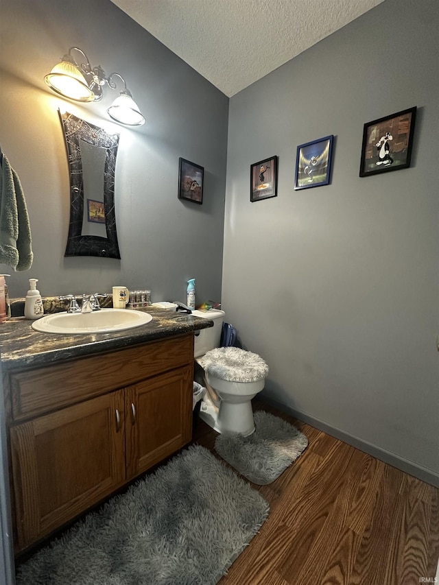 619 Briarfield Dr, Fort Wayne, IN 46825 - bathroom with vanity, wood finished floors, and a textured ceiling
