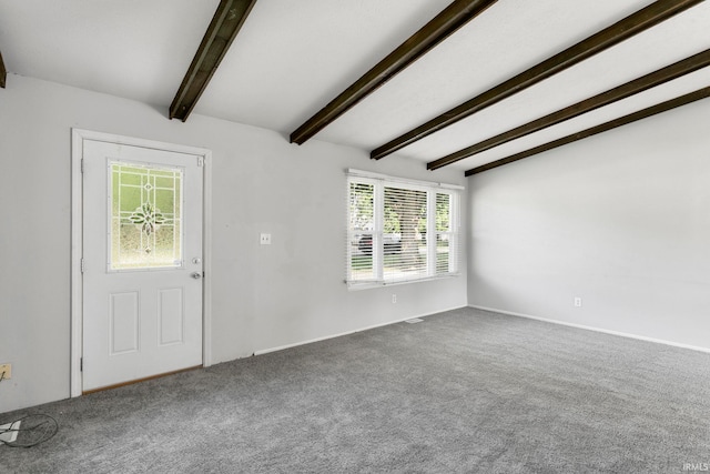 51278 Arch St, Granger, IN 46530 - entryway featuring beam ceiling and carpet flooring