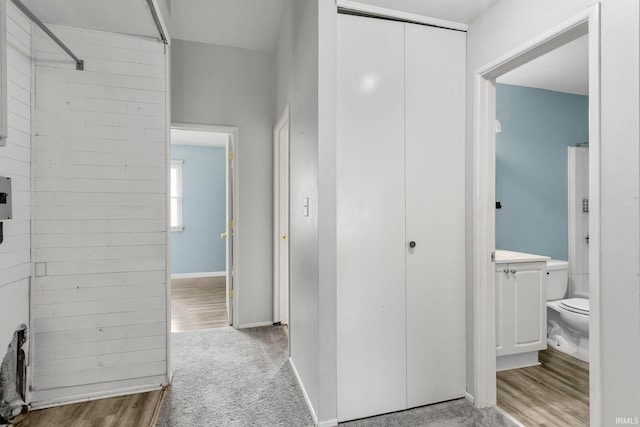 51278 Arch St, Granger, IN 46530 - hallway featuring wood finished floors and baseboards