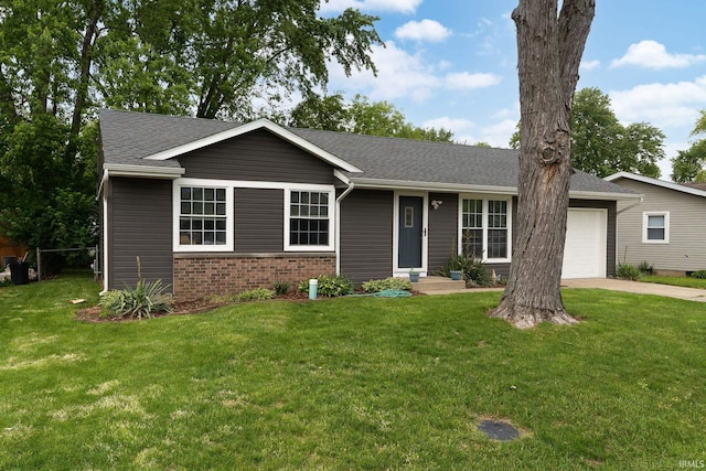 171 Vicksburg Ln, West Lafayette, IN 47906 - single story home featuring an attached garage, concrete driveway, brick siding, a front lawn, and a shingled roof