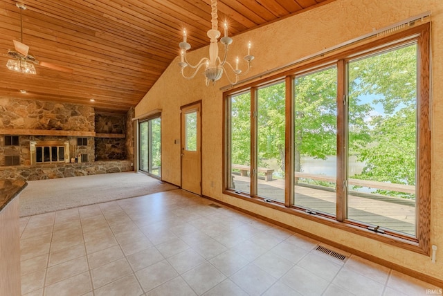 425 E Val Ln, Marion, IN 46952 - unfurnished sunroom featuring vaulted ceiling and a chandelier