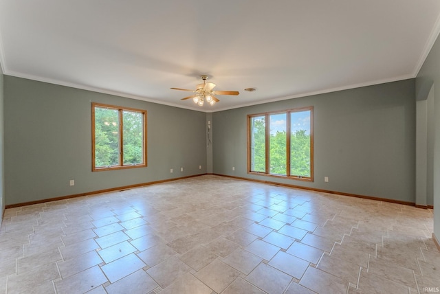 425 E Val Ln, Marion, IN 46952 - empty room featuring plenty of natural light, crown molding, and a ceiling fan
