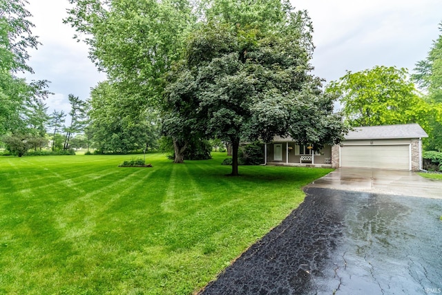 9246 Fritz Rd, Fort Wayne, IN 46818 - view of green lawn featuring concrete driveway and an attached garage