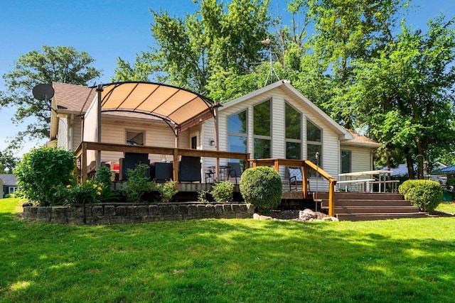 3139 E Colony Ave, Columbia City, IN 46725 - rear view of property with a lawn and a deck