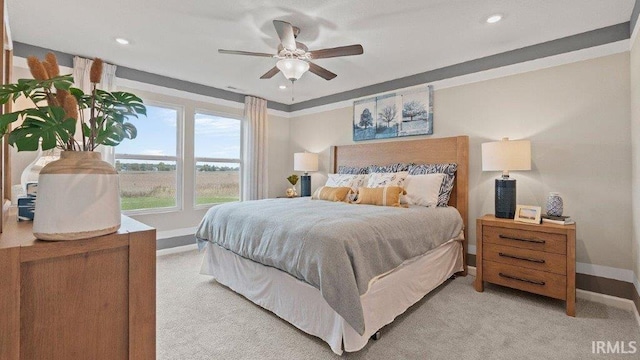 1185 Catesby Ct, Fort Wayne, IN 46818 - bedroom with light colored carpet, recessed lighting, and ceiling fan