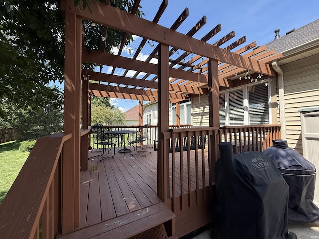 9825 Tamar Trl, Fort Wayne, IN 46825 - wooden deck featuring a pergola and area for grilling