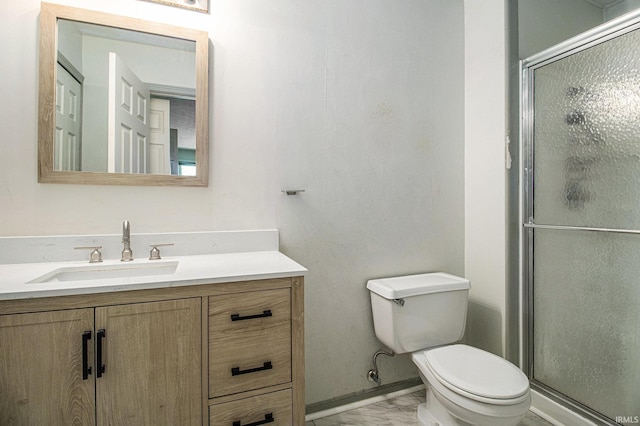 1983 Greenock St, South Bend, IN 46614 - full bathroom featuring marble look tiles, vanity, and a shower stall