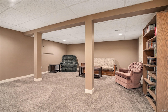 23200 S Oakleaf Dr, Elkhart, IN 46514 - finished below grade area featuring a paneled ceiling and carpet flooring