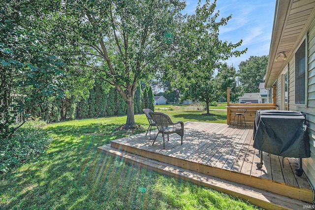 23200 S Oakleaf Dr, Elkhart, IN 46514 - wooden terrace featuring a yard and grilling area