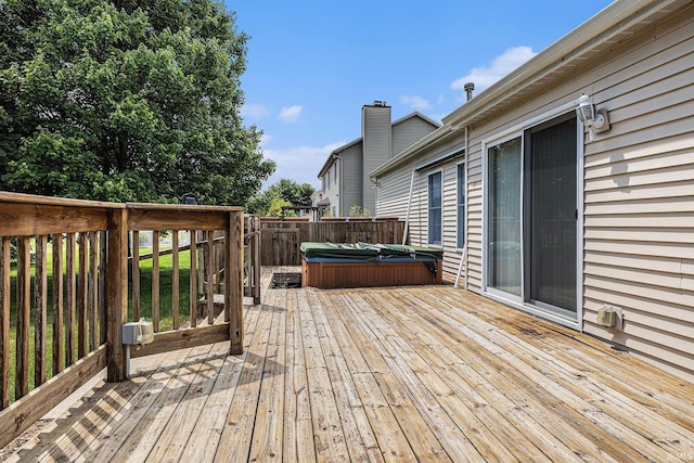 4211 Anchor Dr, Mishawaka, IN 46544 - wooden deck featuring a hot tub