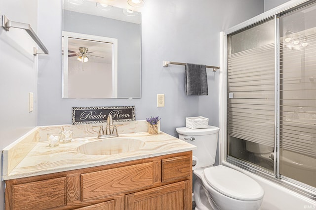 4211 Anchor Dr, Mishawaka, IN 46544 - full bathroom featuring a ceiling fan, vanity, and bath / shower combo with glass door