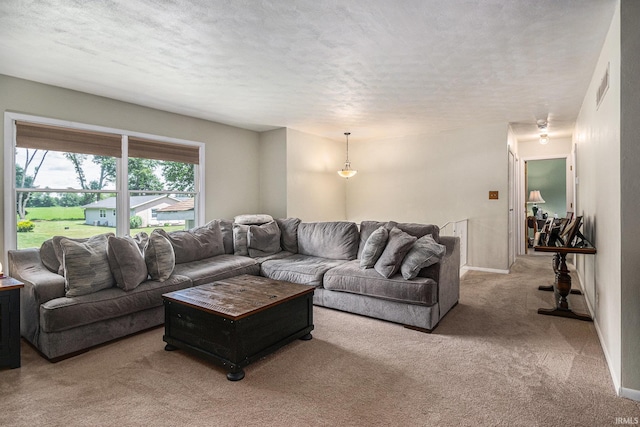 26946 Heather Ln, Elkhart, IN 46514 - carpeted living room featuring a textured ceiling