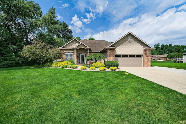 51733 Copperfield Rdg, Granger, IN 46530 - craftsman-style house with brick siding, driveway, a front lawn, and a garage