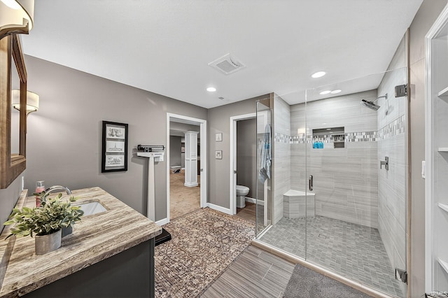 51733 Copperfield Rdg, Granger, IN 46530 - full bathroom with vanity, a stall shower, and recessed lighting
