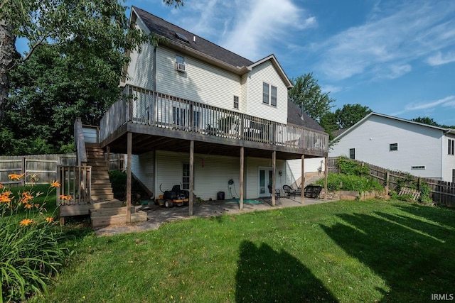 3523 S Tulip Ave, Bloomington, IN 47403 - back of house with stairs, a deck, and a patio