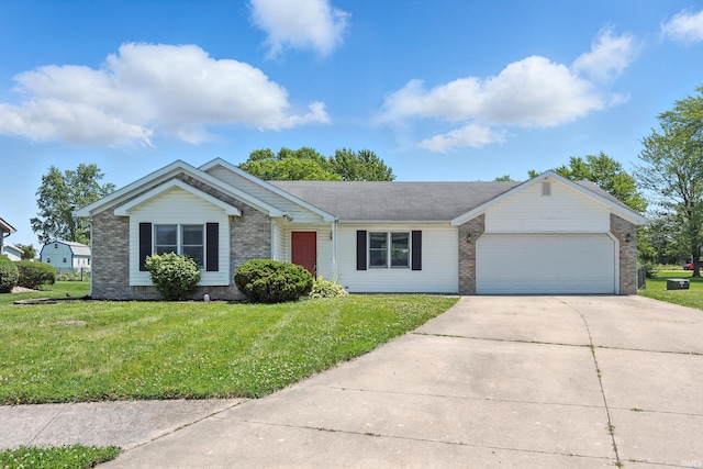 806 Deer Ridge Xing, Auburn, IN 46706 - single story home with an attached garage, brick siding, concrete driveway, and a front yard