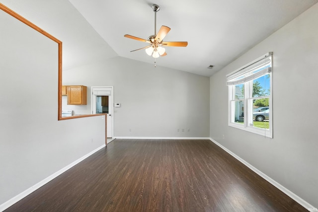 806 Deer Ridge Xing, Auburn, IN 46706 - unfurnished room featuring dark wood finished floors, ceiling fan, and vaulted ceiling