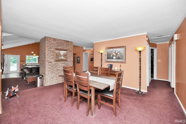 1760 Grant St, Elkhart, IN 46514 - carpeted dining space with baseboards and lofted ceiling