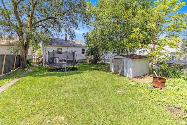 746 S Albert Ave, South Bend, IN 46619 - fenced backyard with a trampoline and a storage shed
