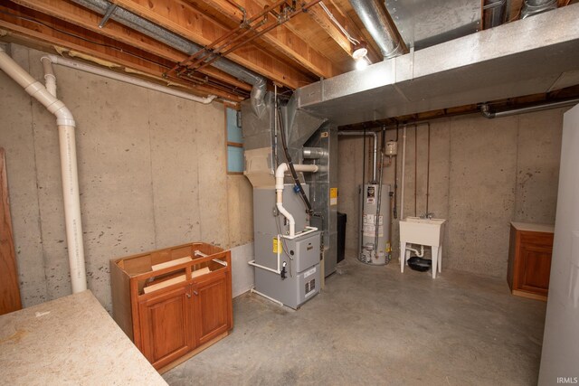 3827 Sunnycroft Pl, West Lafayette, IN 47906 - unfinished below grade area featuring water heater and heating unit