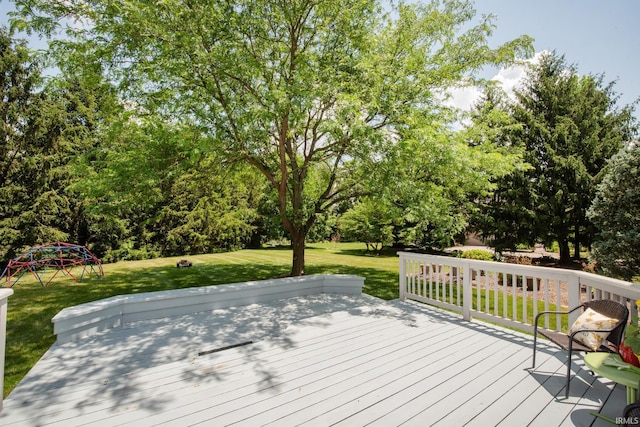 3827 Sunnycroft Pl, West Lafayette, IN 47906 - deck featuring a playground and a lawn