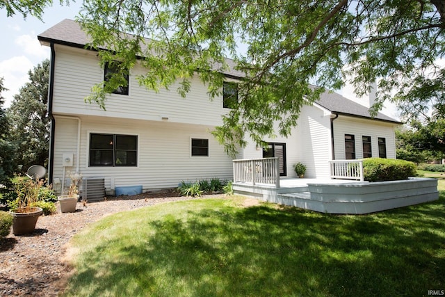 3827 Sunnycroft Pl, West Lafayette, IN 47906 - rear view of property with a yard, a deck, and roof with shingles