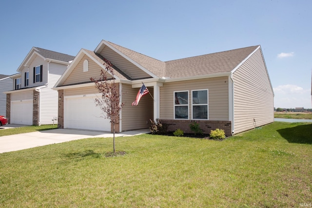 6471 Wallingford St, Lafayette, IN 47905 - view of front of property featuring driveway, an attached garage, brick siding, and a front yard