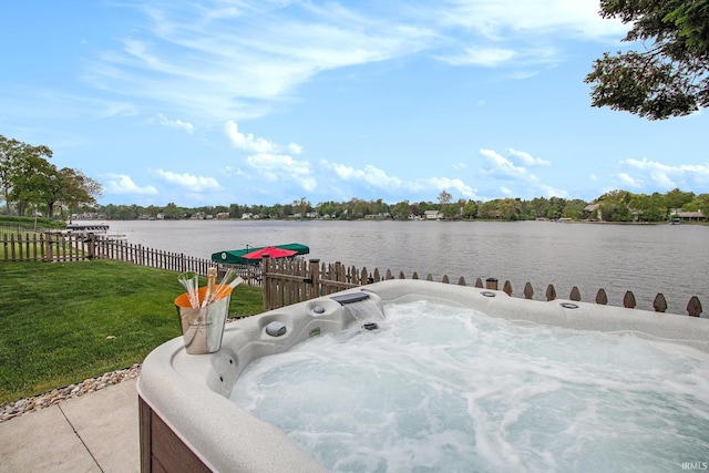 4 Edgewater Pl, Elkhart, IN 46516 - view of patio featuring a water view and a hot tub