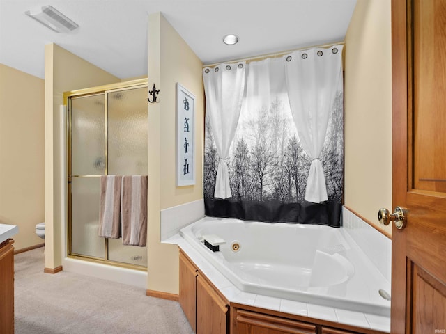 6709 Shag Bark Ct, Fort Wayne, IN 46835 - bathroom featuring a shower stall, a tub with jets, and vanity