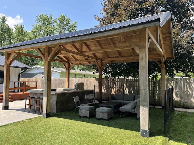 1503 W Ave, Goshen, IN 46526 - fenced backyard featuring a gazebo and outdoor lounge area