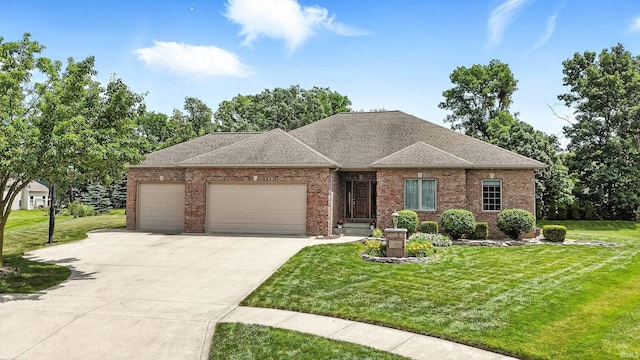 1208 Phaeton Way, Auburn, IN 46706 - view of front of house with a garage, driveway, a front lawn, and brick siding